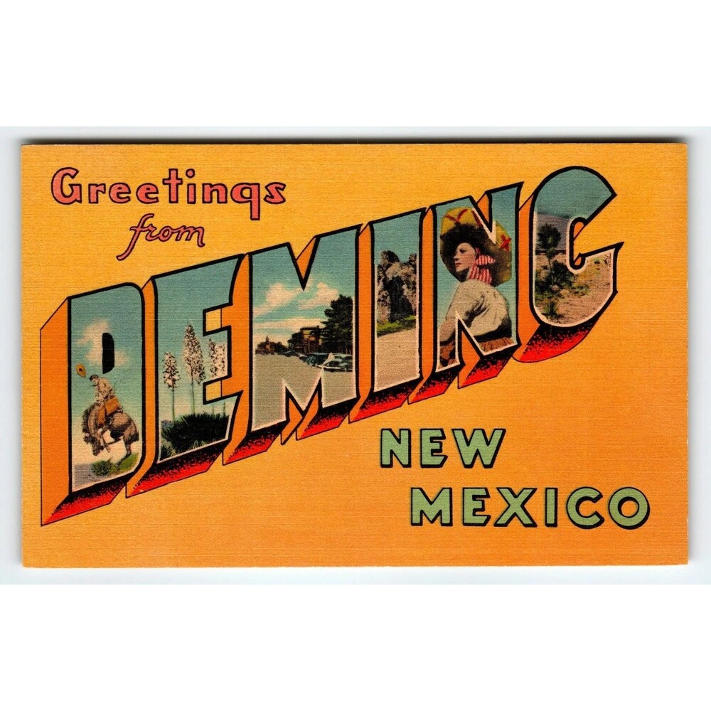 Vintage Greetings from Deming New Mexico Linen Postcard Mimbres Valley